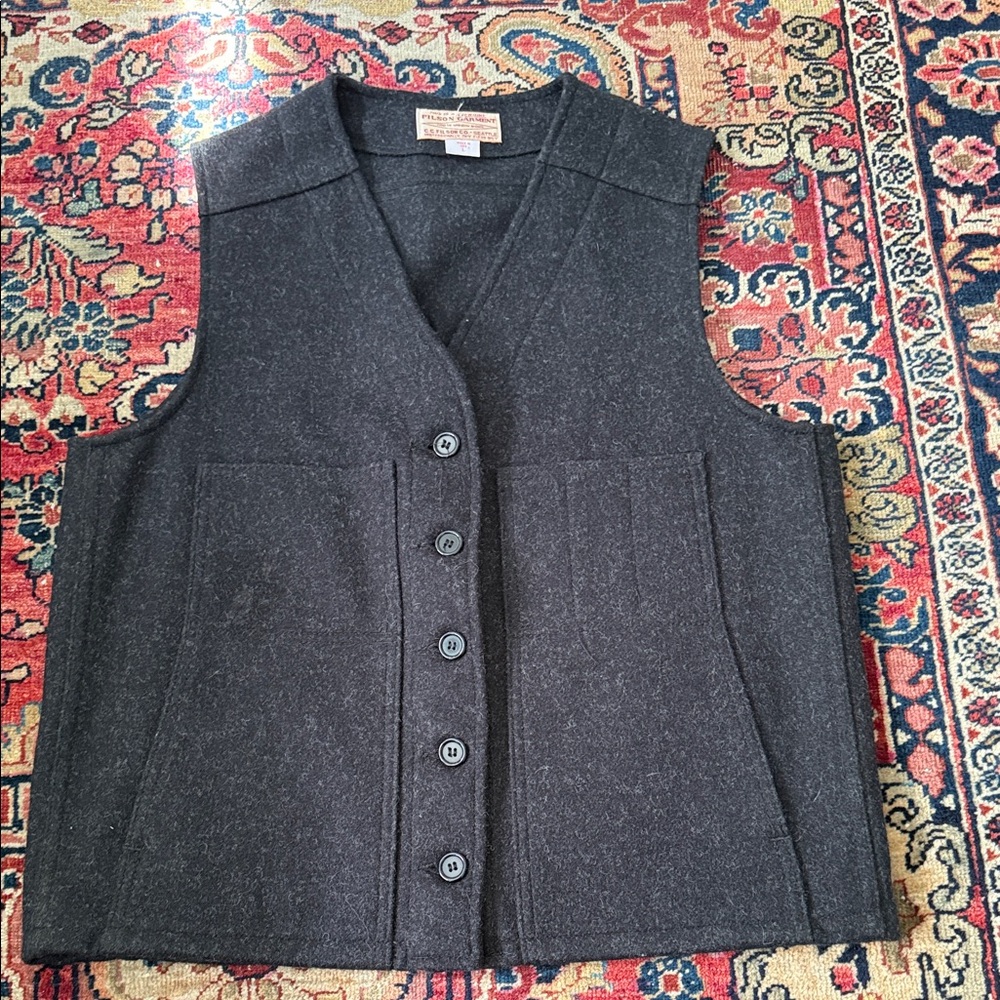 Filson Charcoal Wool Button-Front Vest